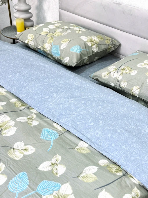 Комплект постельного белья полуторный сатин зеленый (рис. 24304) Ecotton модель 24799 Фото
