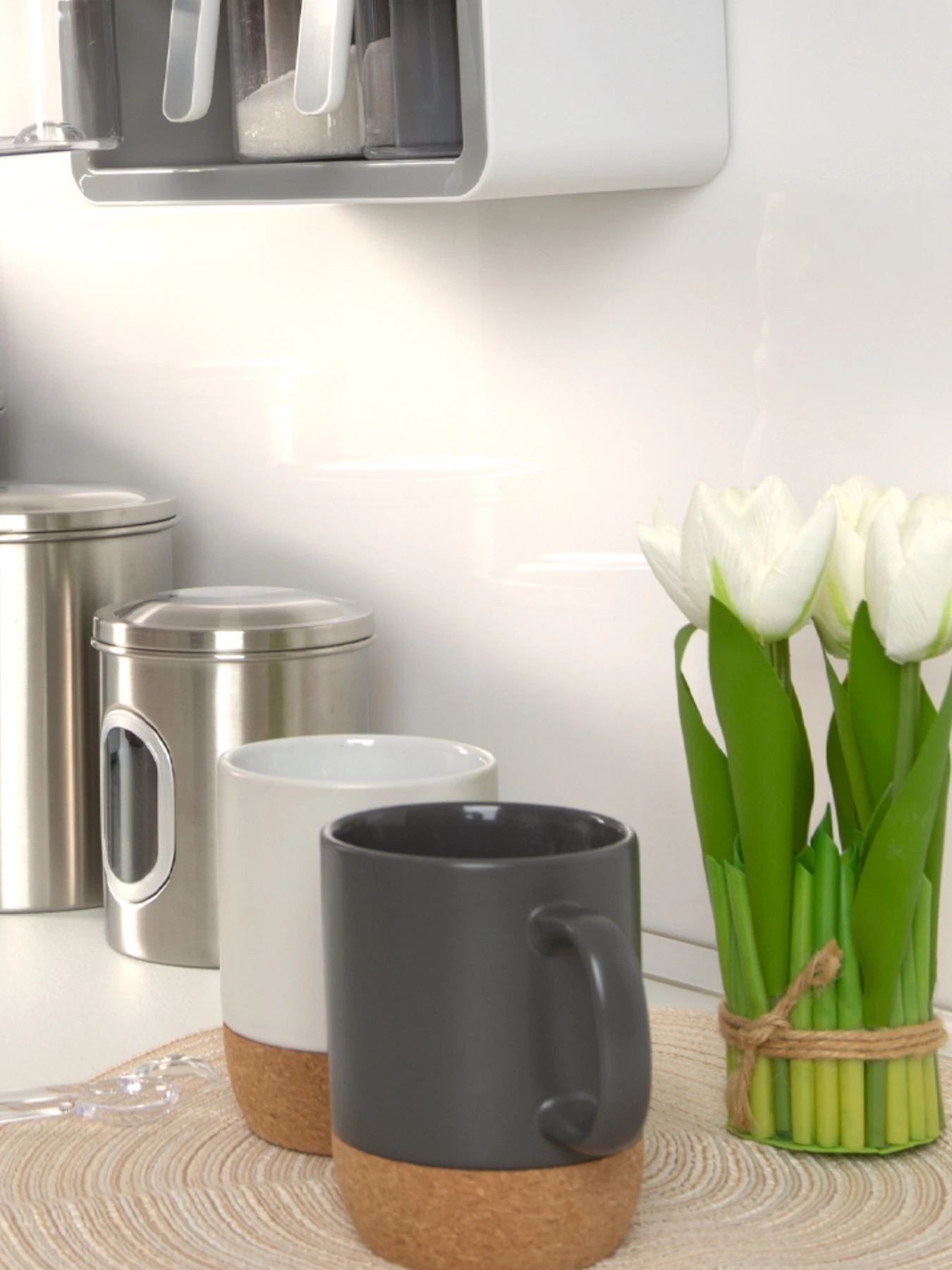 Чашка з корковою підставкою сіра MBM HOME модель KP-14 GRAY Чашка з корковою підставкою сіра MBM HOME модель KP-14 GRAY Фото