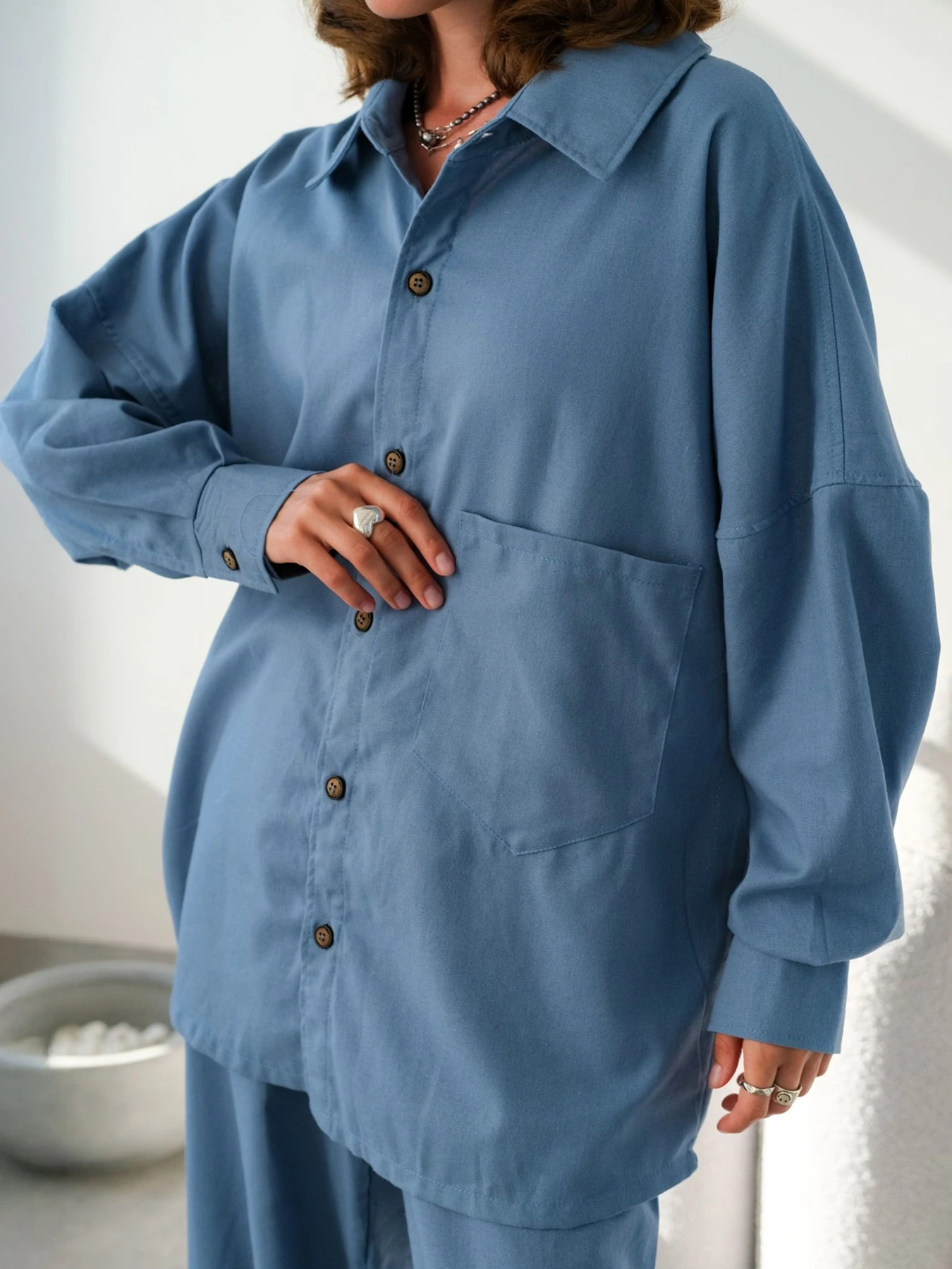Сорочки IJ модель ij-sorochka-linen-blue Сорочки IJ модель ij-sorochka-linen-blue Фото