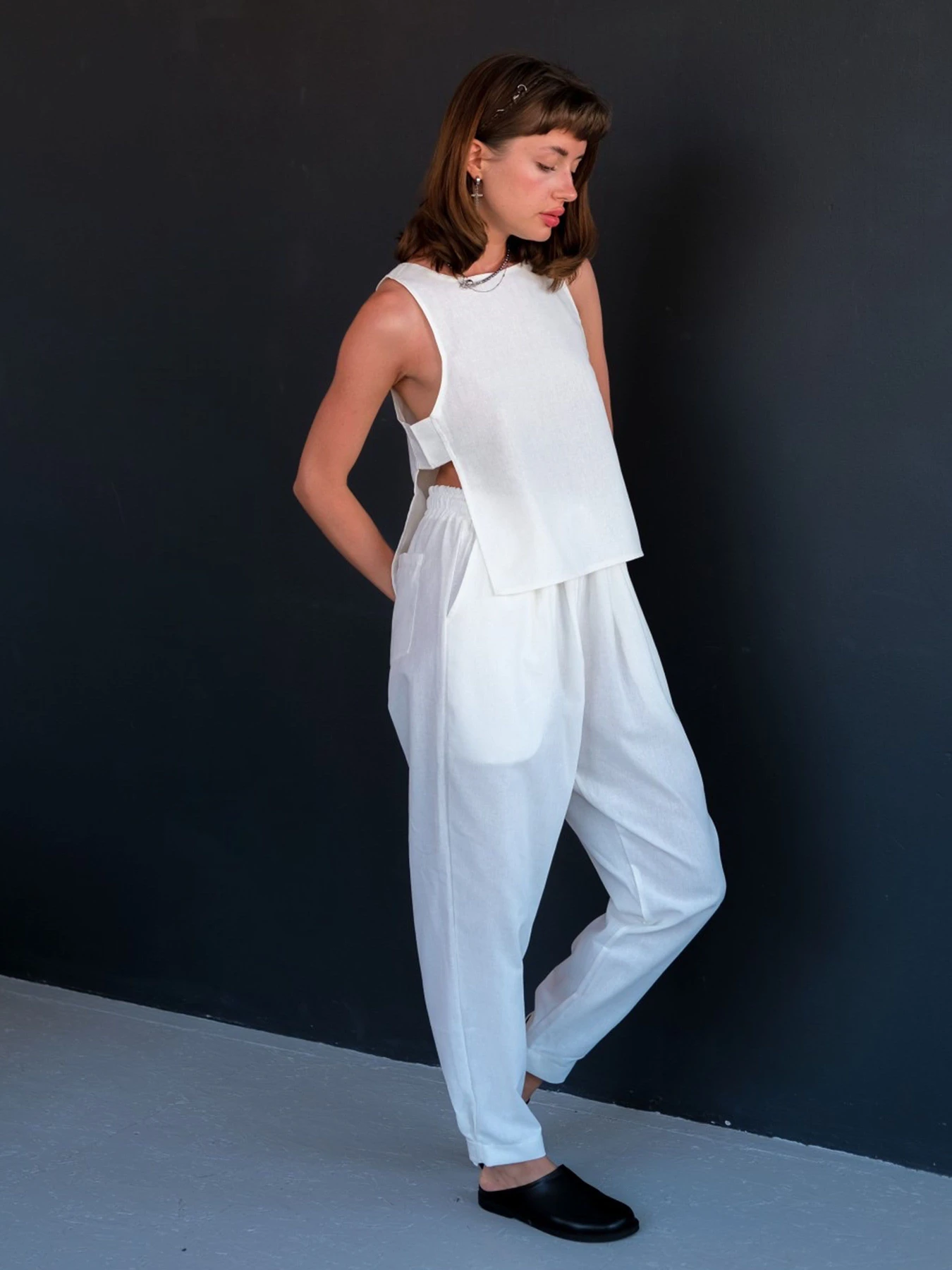 Брюки IJ модель Копія_lipuchki-linen-milk Фото