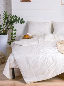 Комплект постельного белья белого цвета с орнаментом из сатина Ecotton модель 19582 Фото