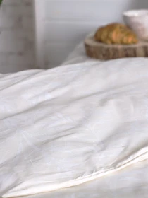 Комплект постельного белья белого цвета с орнаментом из сатина Ecotton модель 19582 Фото