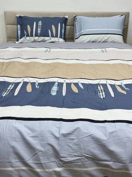 Комплект постельного белья кремово-синий двусторонний Ecotton модель 23690 Фото
