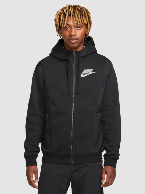 Худі та світшоти NIKE Sportswear Hybrid Full-Zip Fleece Hoodie модель DO7228-010 Фото