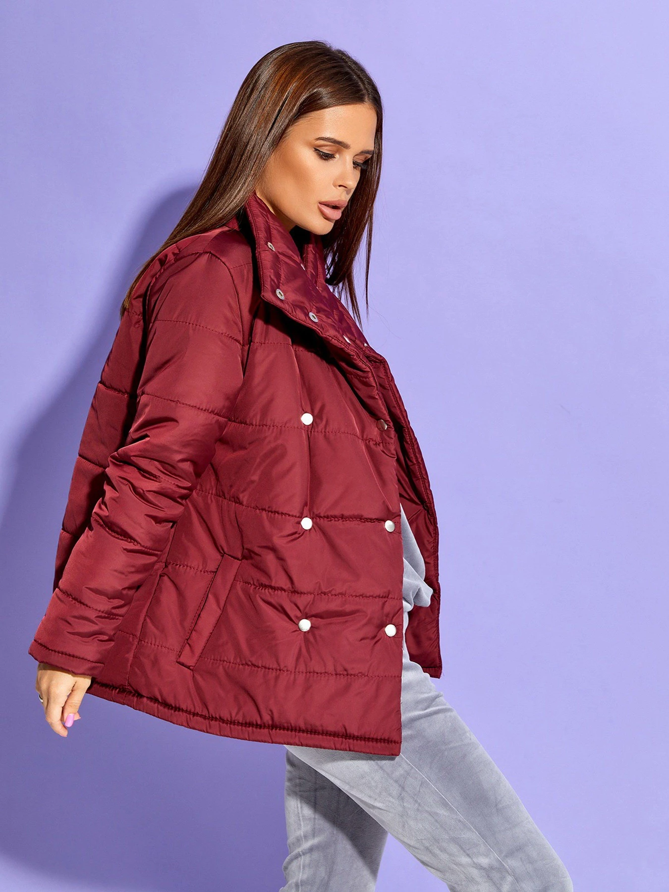 Куртки та дублянки ISSA Plus модель SA-311_burgundy Фото