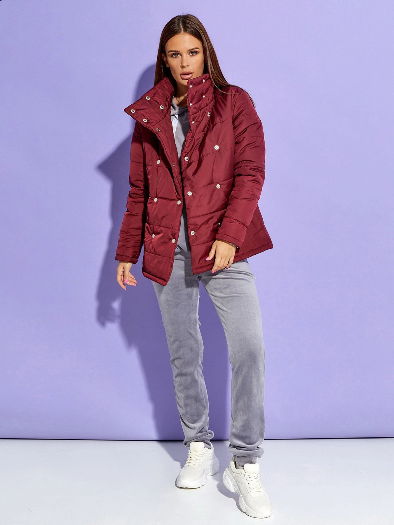 Куртки та дублянки ISSA Plus модель SA-311_burgundy Фото