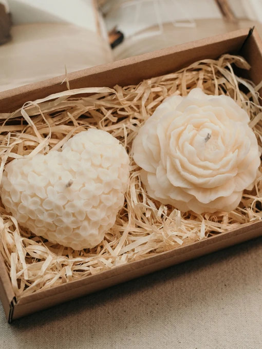 Набор свеч "Ажурная романтика" из натурального оливкового воска Candle Design модель 200.0098 Фото