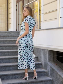 Платья MilaNova модель Платье Ф-84 бирюзовый горох Фото