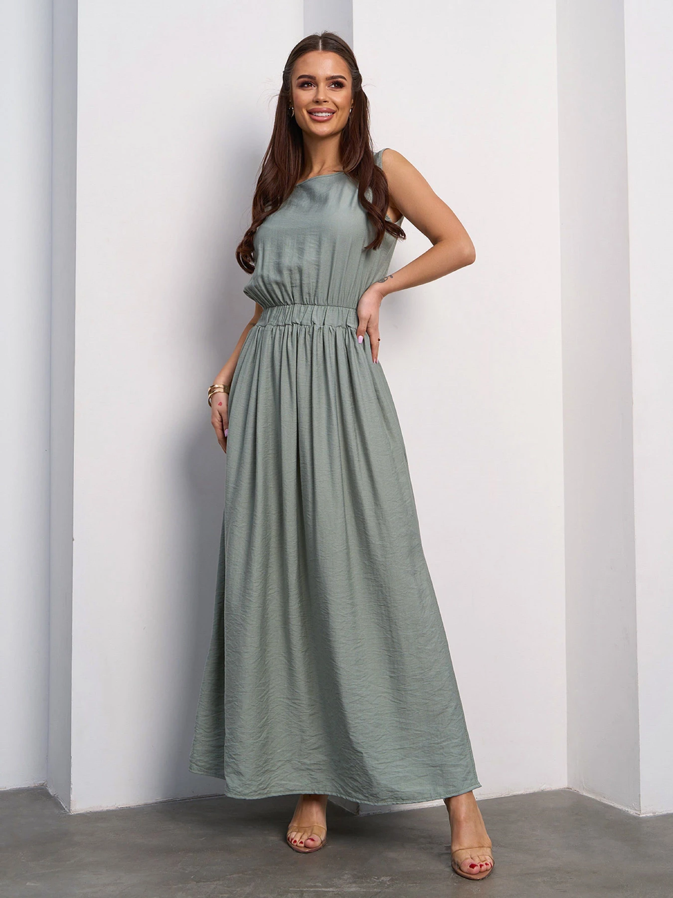 Платья ISSA Plus модель 14063A_оливковый Платья ISSA Plus модель 14063A_оливковый Фото