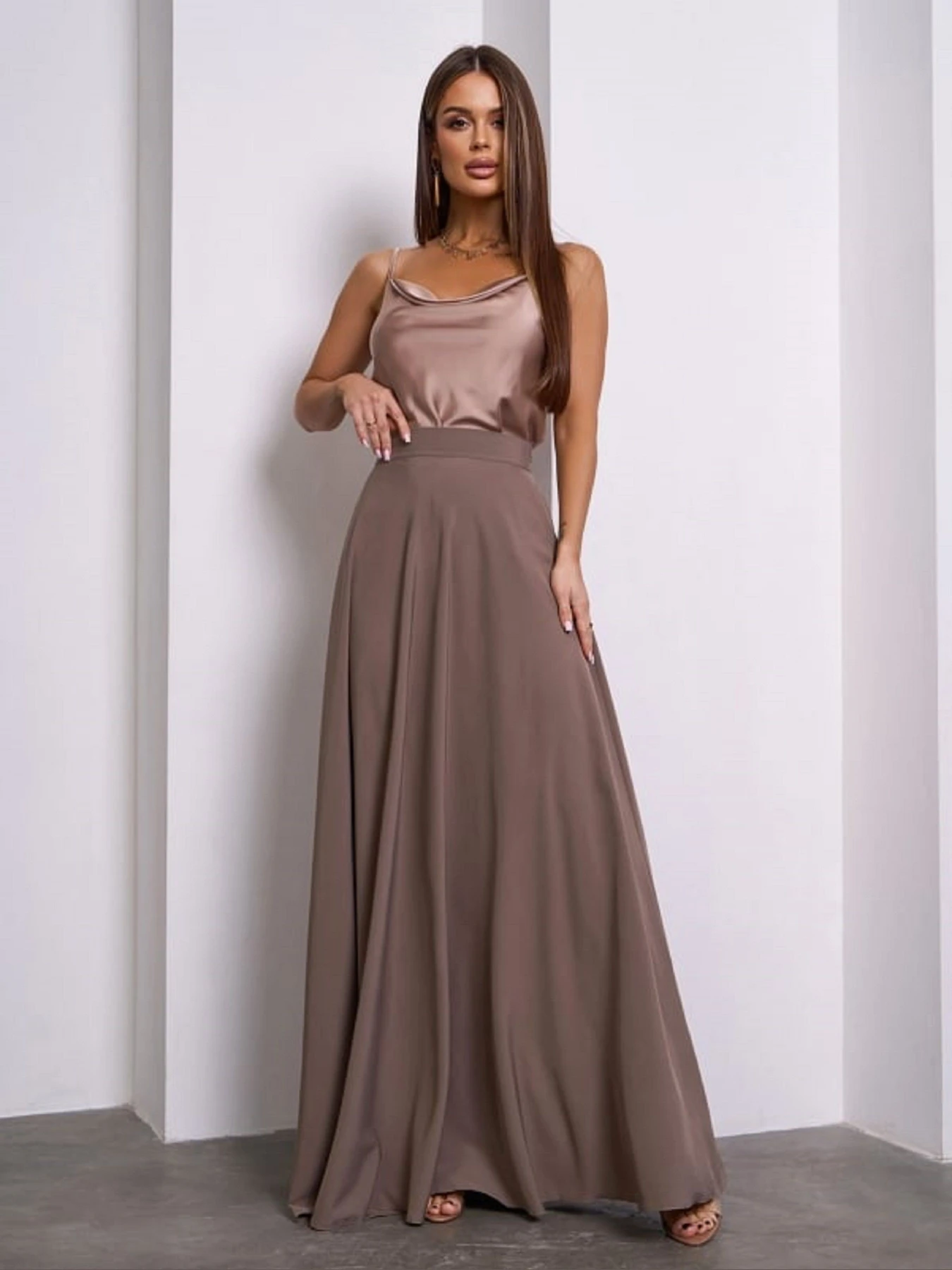 Спідниці ISSA Plus модель 14128A_коричневый Фото