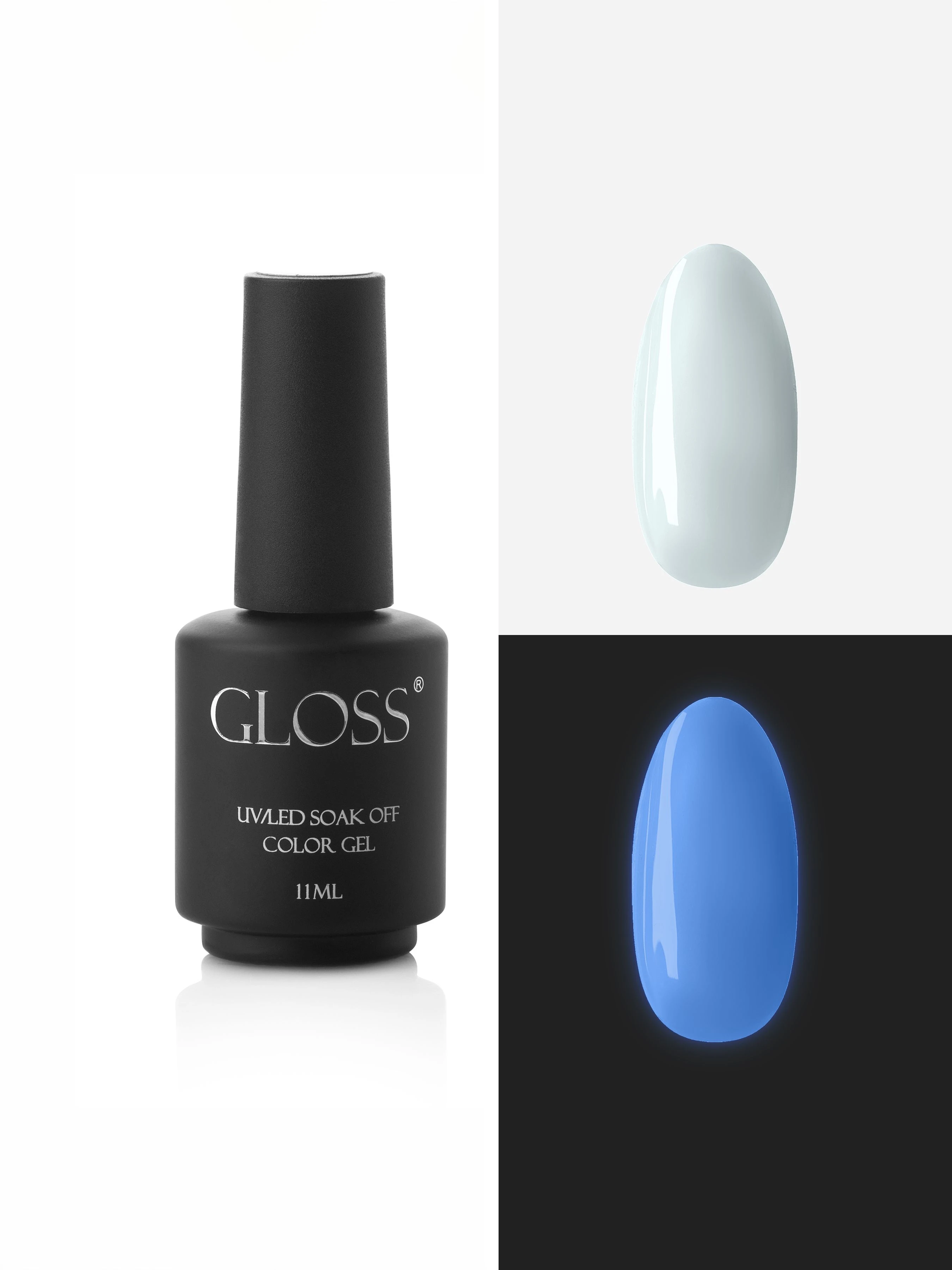 Люмінесцентний гель-лак Bright Blue Elf, світло-блакитний GLOSS COMPANY Elf, блакитний