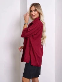 Рубашки ISSA Plus модель 15155_бордовый Фото