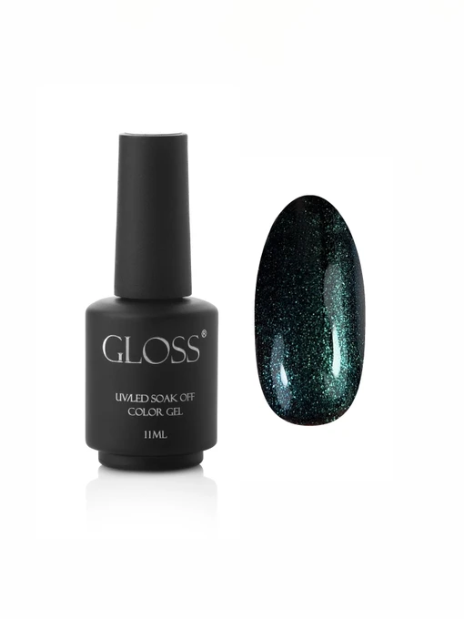 Гель-лак GLOSS Shine 404, темно-зеленый с микроблеском. Shine GLOSS COMPANY модель 4823271402146 Фото