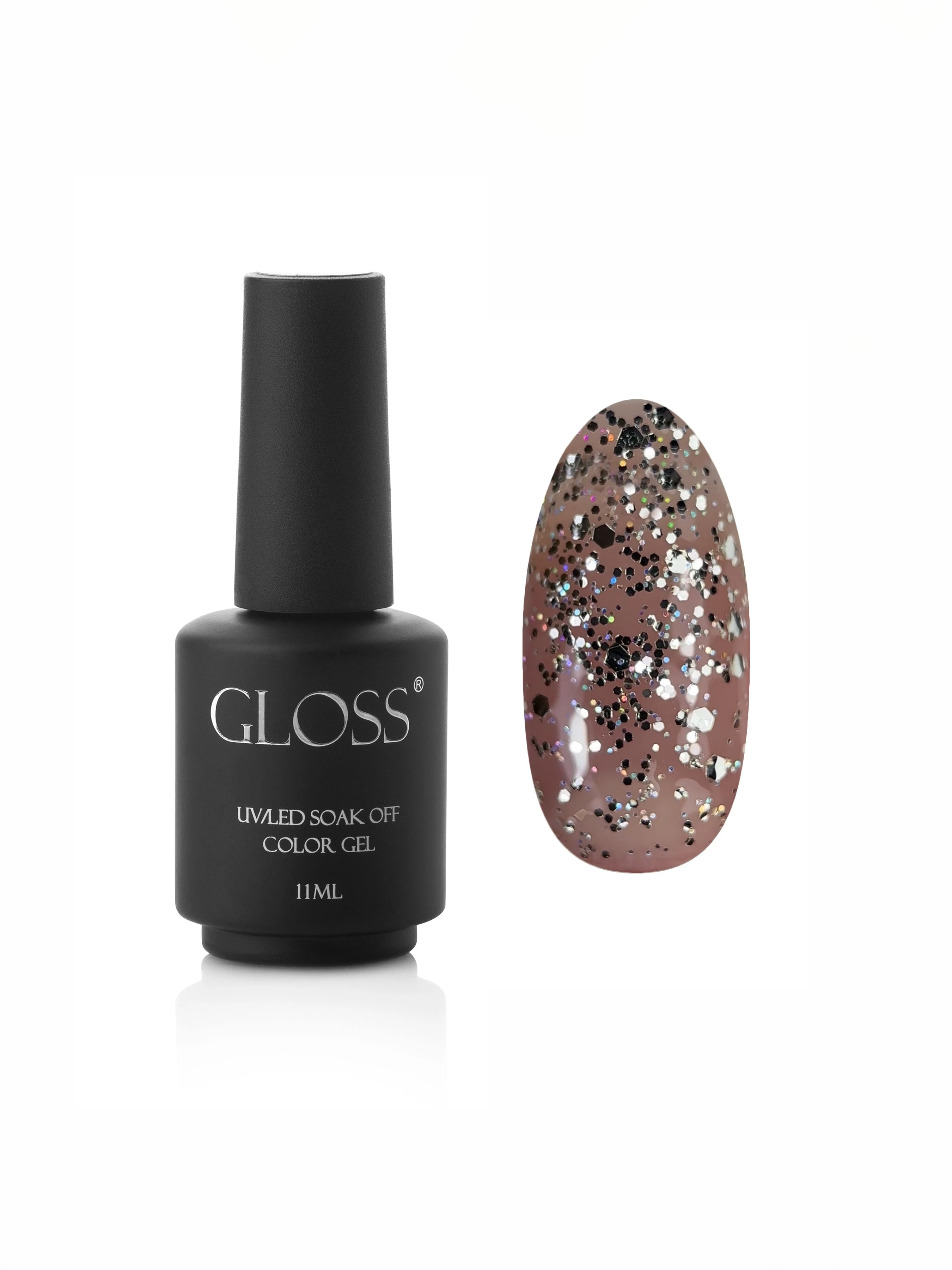 Гель-лак GLOSS Shine 411, сріблястий, голографічний мікроблиск та блискітки GLOSS COMPANY Shine, срібний
