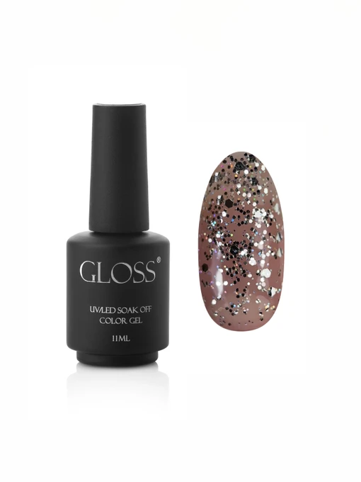 Гель-лак GLOSS Shine 411, серебристый, голографический микроблеск и блестки. Shine GLOSS COMPANY модель 4823271402863 Фото