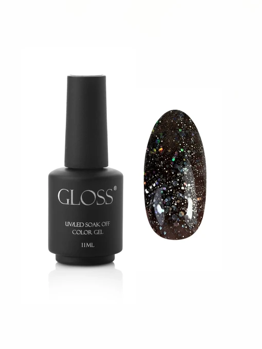 Гель-лак GLOSS Shine 413, черный, микроблеск и голографические блестки Shine GLOSS COMPANY модель 4823271401132 Фото