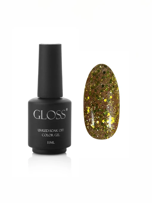 Гель-лак GLOSS Shine 414, золотисто-желтый, микроблеск и блестки. Shine GLOSS COMPANY модель 4823271401248 Фото