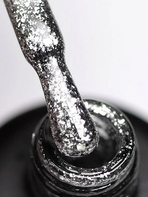 Гель-лак GLOSS Shine 424, сріблястий з мікроблиском GLOSS COMPANY Shine, срібний фото 2