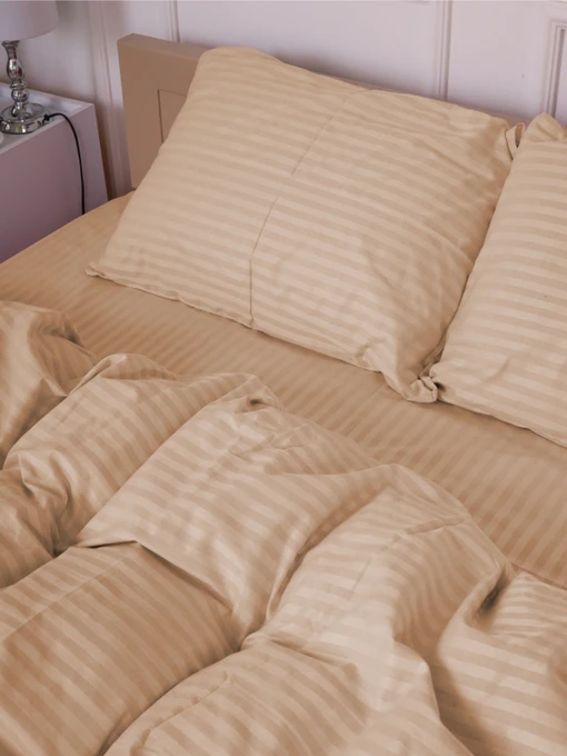 Комплект Постельного белья Страйп Сатин Sweet Vanila Vital Textile модель SP1.5-3 Фото