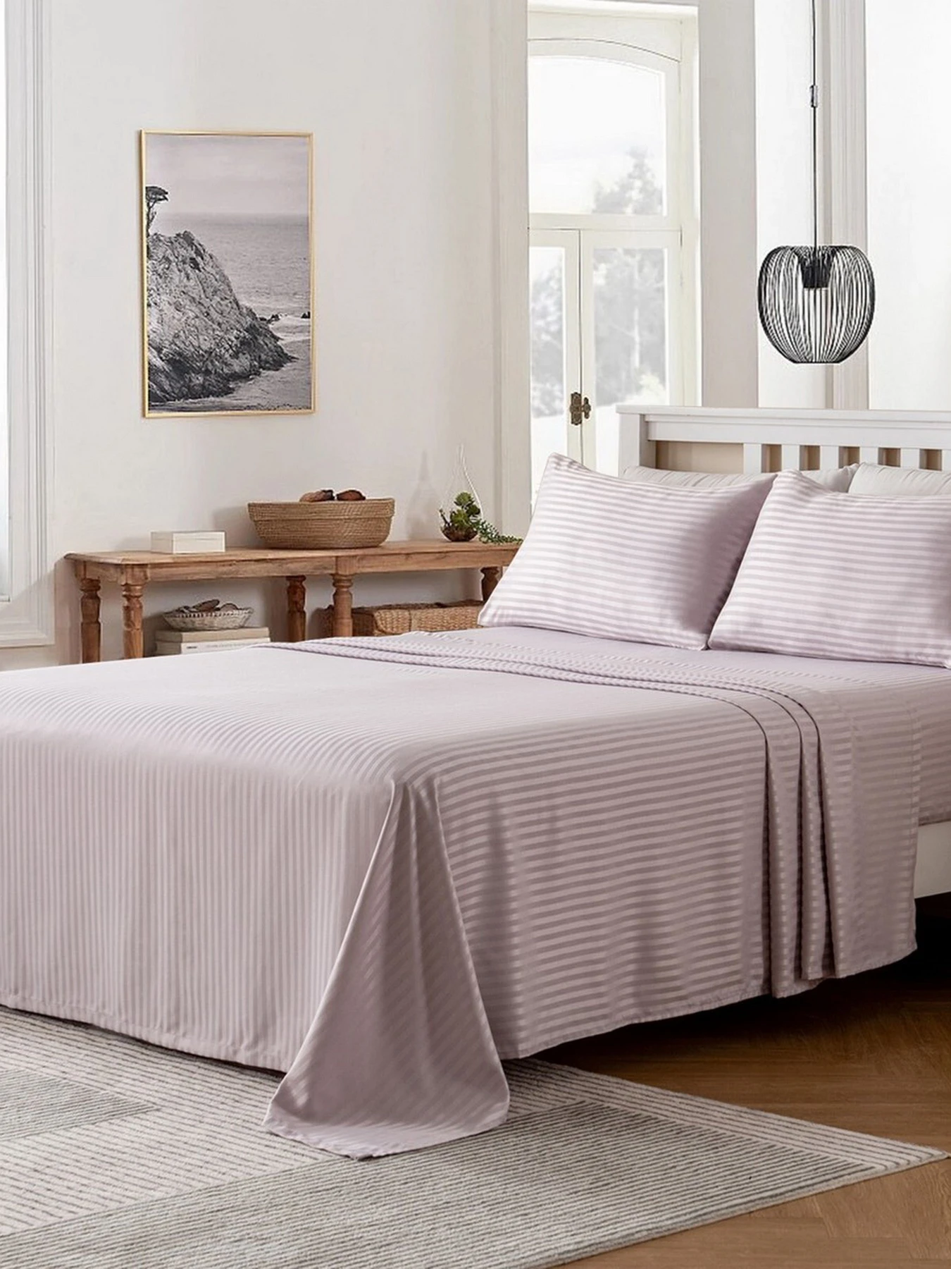 Комплект Постільної Білизни Страйп Сатин Soft Lilac Vital Textile модель SP1.5-4 Комплект Постільної Білизни Страйп Сатин Soft Lilac Vital Textile модель SP1.5-4 Фото