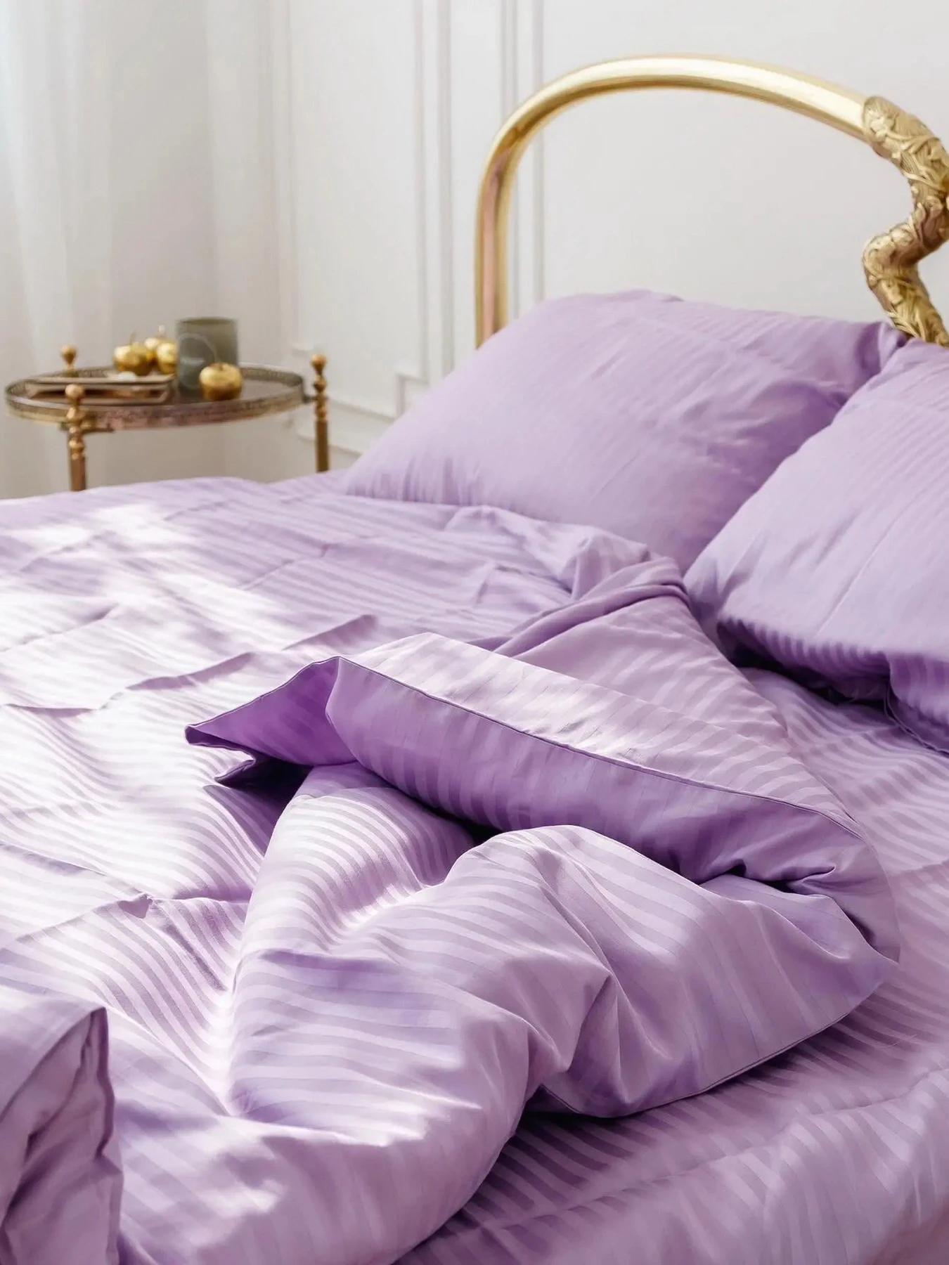 Комплект Постельного белья Страйп Сатин Lilac Vital Textile модель SP1.5-7 Комплект Постельного белья Страйп Сатин Lilac Vital Textile модель SP1.5-7 Фото