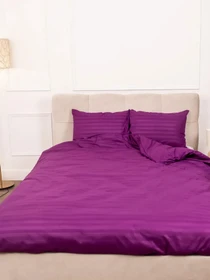 Комплект Постільної Білизни Страйп Сатин Dark Violet Vital Textile модель SP1.5-11 Фото