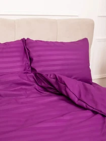 Комплект Постільної Білизни Страйп Сатин Dark Violet Vital Textile модель SP1.5-11 Фото