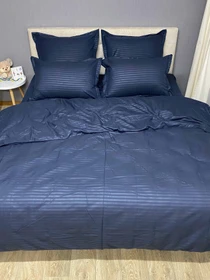 Комплект Постільної Білизни Страйп Сатин Dark Blue Vital Textile модель SP1.5-13 Фото