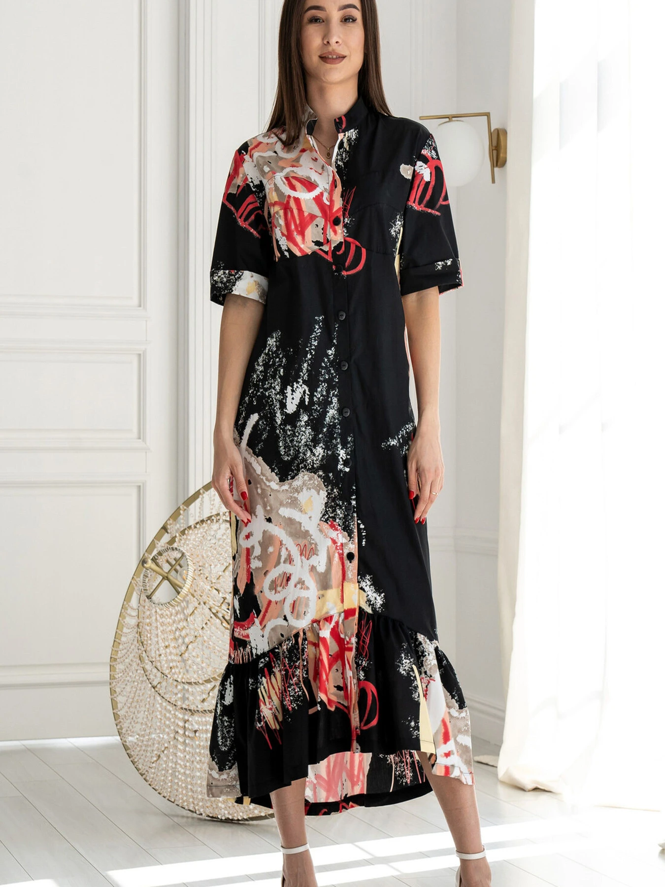 Платья RiMari модель 0224-chornij-print Платья RiMari модель 0224-chornij-print Фото