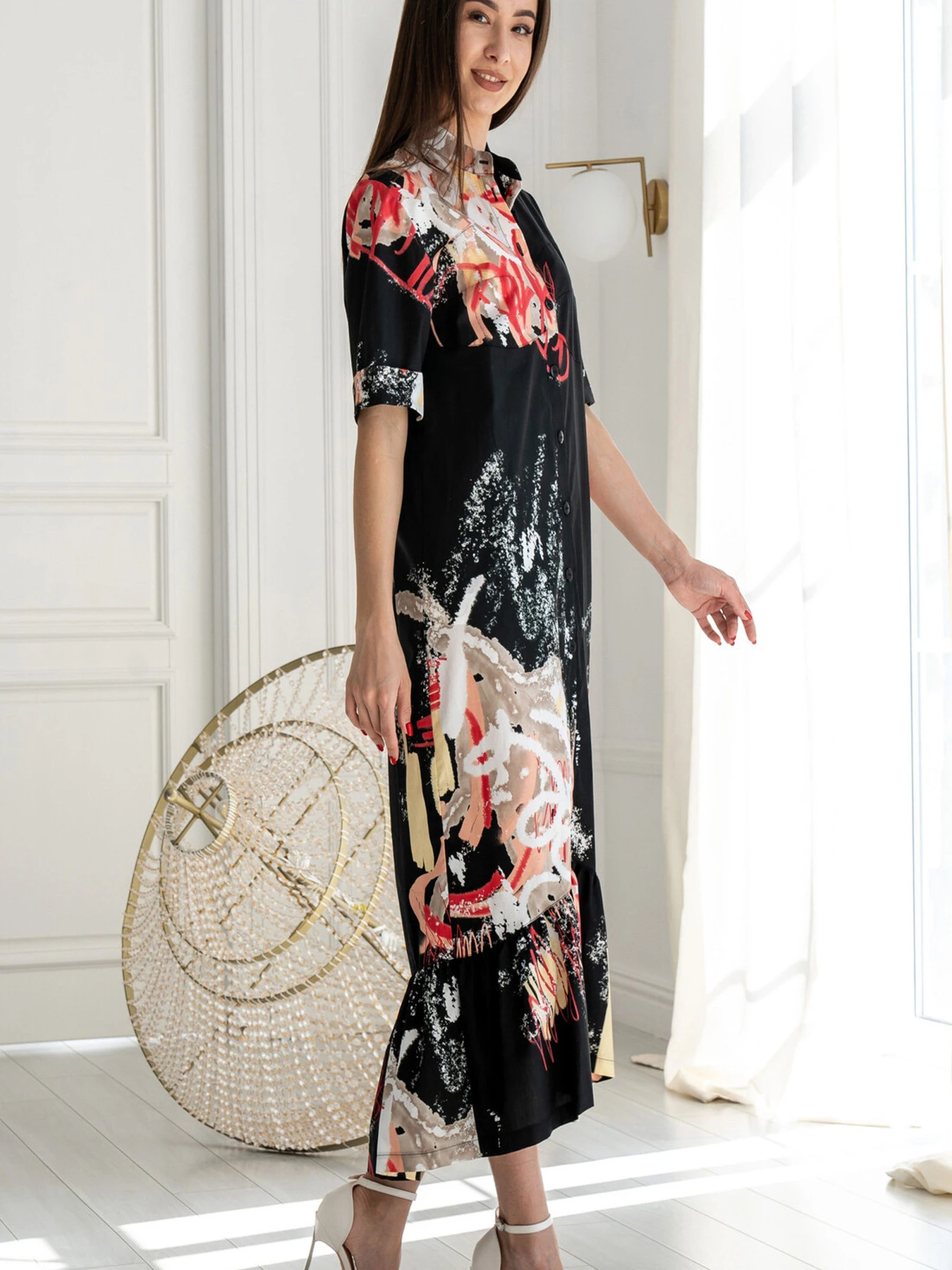 Платья RiMari модель 0224-chornij-print Платья RiMari модель 0224-chornij-print Фото