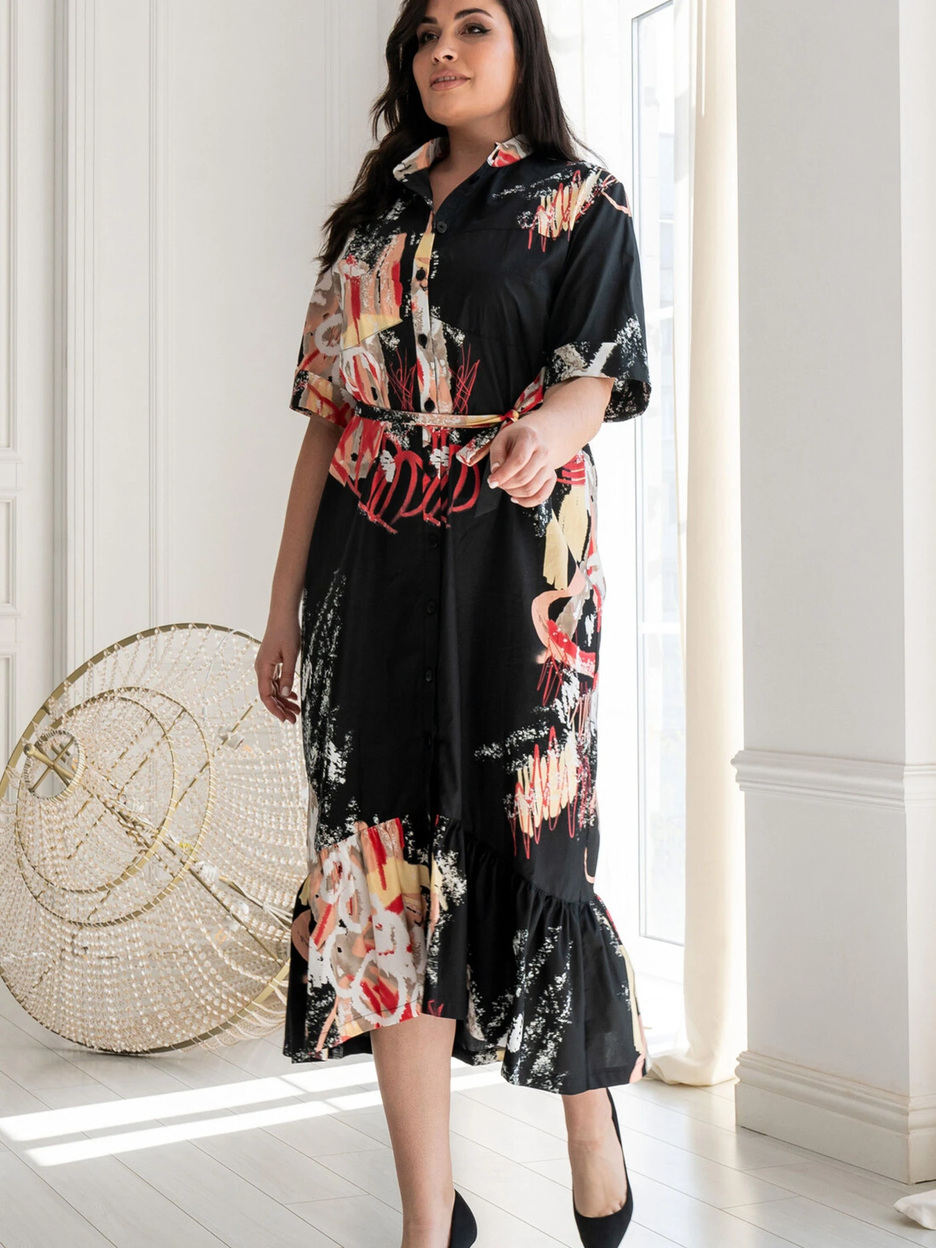 Платья RiMari модель 0224-chornij-print Платья RiMari модель 0224-chornij-print Фото