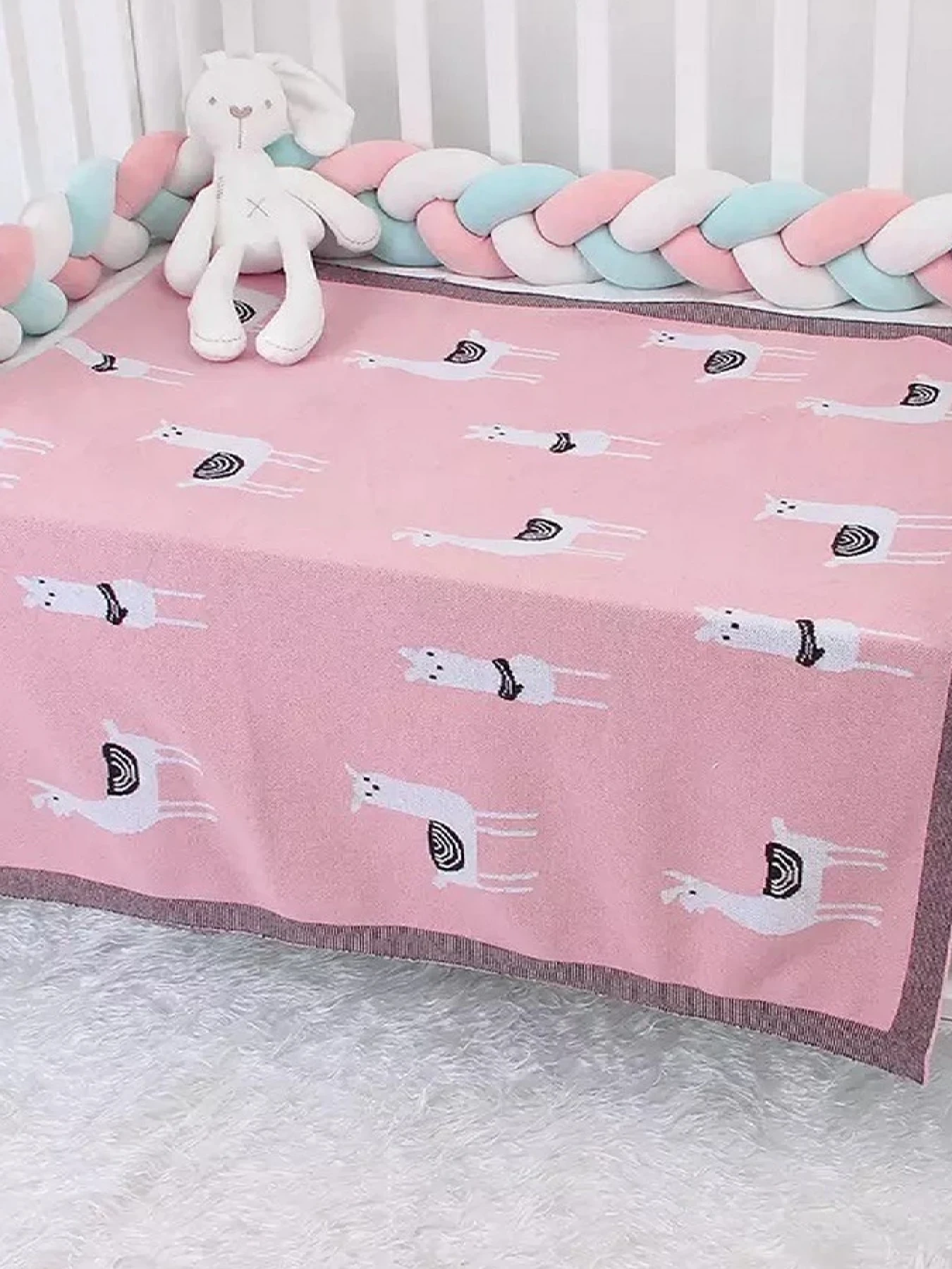 Плед Дитячий Бавовна  В'язаний Розовый Лама Lovely Svi  модель 78136388 Фото