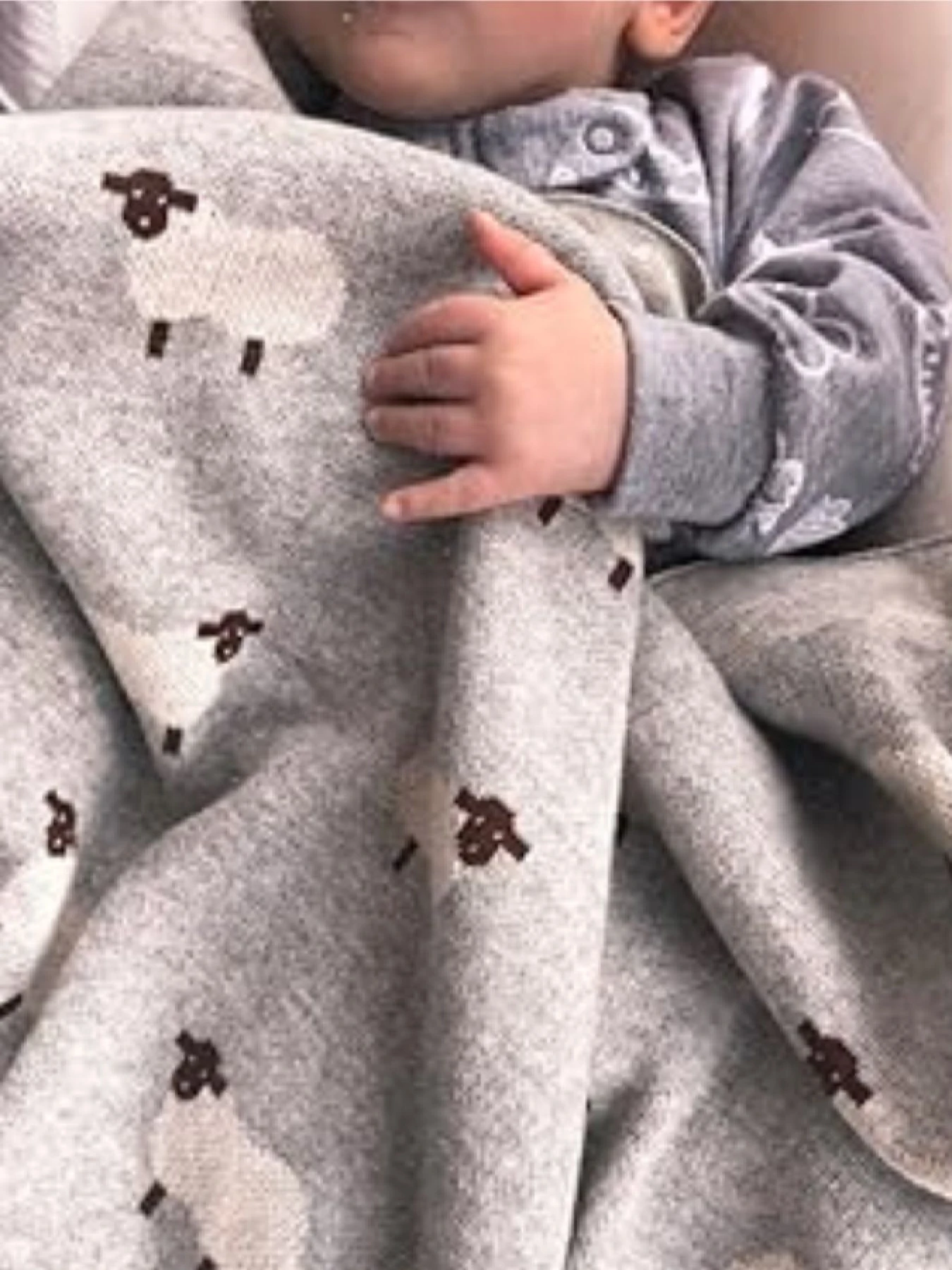 Плед Детский Хлопок Вязаный Серый Овцы Lovely Svi модель 101380729 Плед Детский Хлопок Вязаный Серый Овцы Lovely Svi модель 101380729 Фото