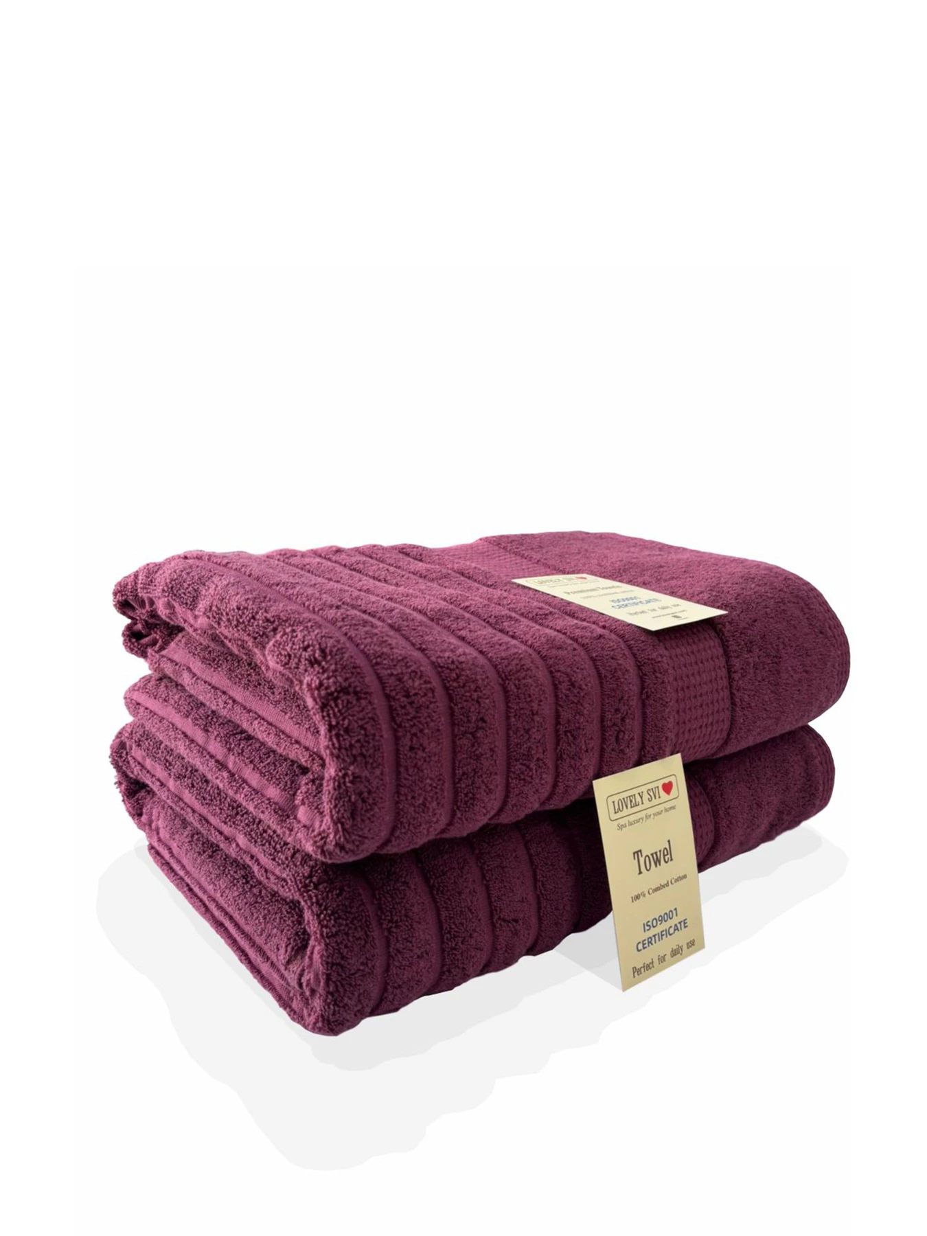 Набор 2 жаккардовых полотенца для ванной, гостиниц, СПА, в подарок, Oxford Stripe Burgundy Lovely Svi модель 271124 Набор 2 жаккардовых полотенца для ванной, гостиниц, СПА, в подарок, Oxford Stripe Burgundy Lovely Svi модель 271124 Фото