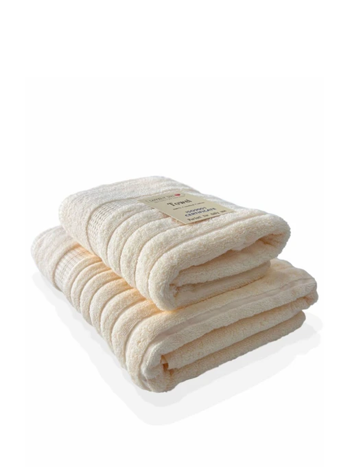 Набор 2 жаккардовых полотенца  для ванной, отелей, СПА, в подарок,  Oxford Stripe Cream Lovely Svi  модель 371124 Фото