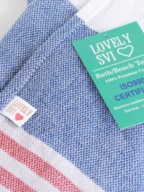 Полотенце пештемаль хлопковое для ванной, отелей, SPA, саун, бани - XХL Blue/Red Stripes Lovely Svi модель 1032025 Фото
