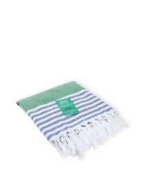 Полотенце пештемаль хлопковое для ванной, отелей, SPA, саун, бани - XХL  Green/Blue Stripes Lovely Svi  модель 6032025 Фото