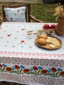 Скатерть хлопковая в этно стиле с украинскими маками Ecotton модель 19915 Фото