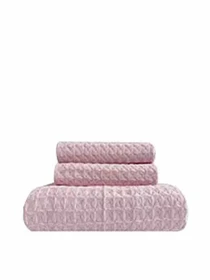 Набор 3 вафельных полотенца для ванной, отелей, SPA, саун, кухні -  Розовый Lovely Svi  модель 110825 Фото