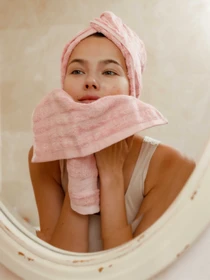 Набір 3 бамбук / бавовна рушників для ванної, готелів, SPA, саун Рожева Троянда Lovely Svi модель 701402 Фото