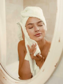 Набор 3 бамбук / хлопок полотенец для ванной, отелей, SPA, саун Бежевый Lovely Svi модель 701401 Фото