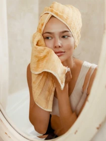 Набор 3 бамбук / хлопок полотенец для ванной, отелей, SPA, саун Коричневий Lovely Svi  модель 701403 Фото