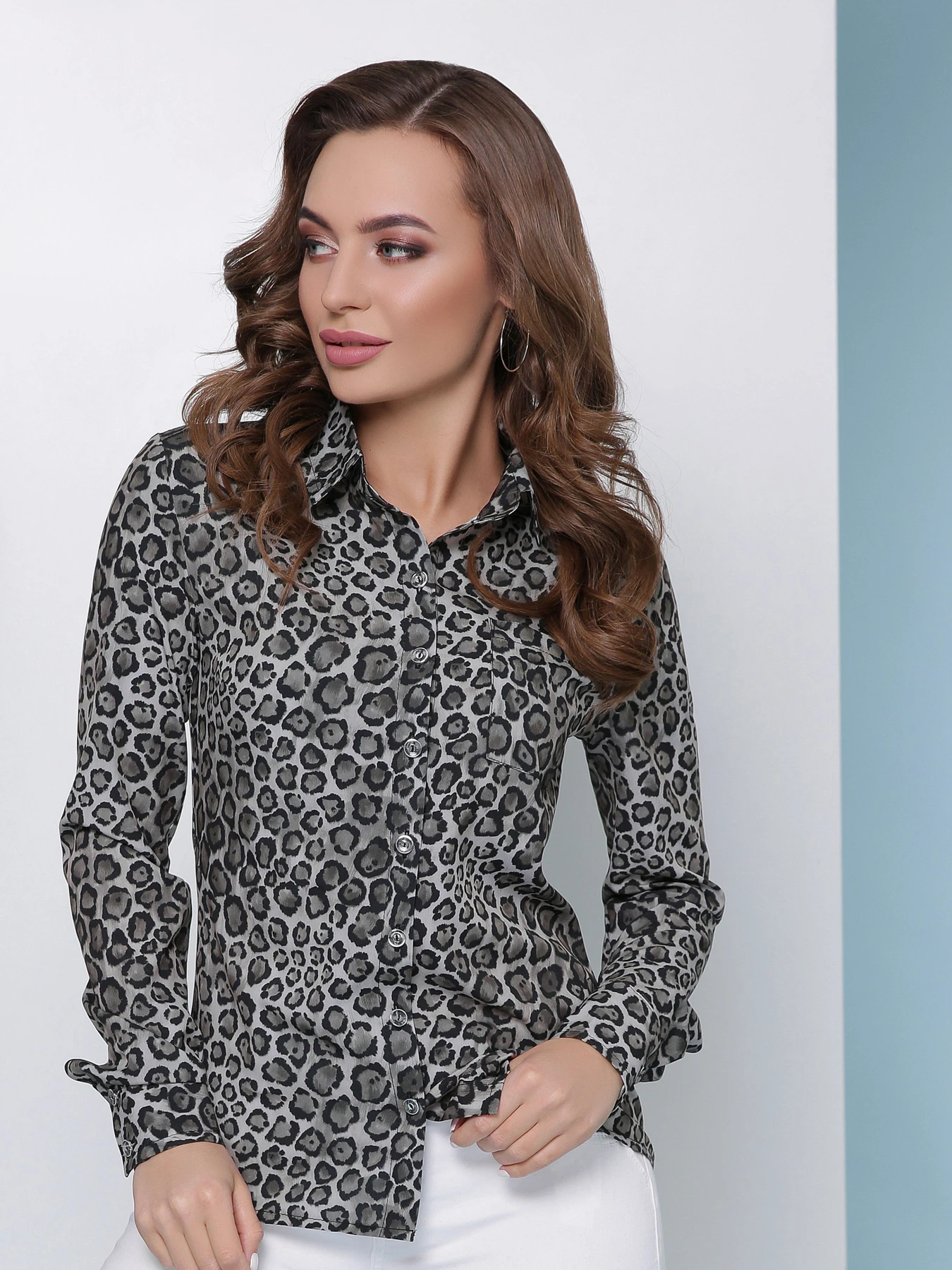 Сорочки MarSe модель marse-bluza-1810-grafitovj-leopard Фото