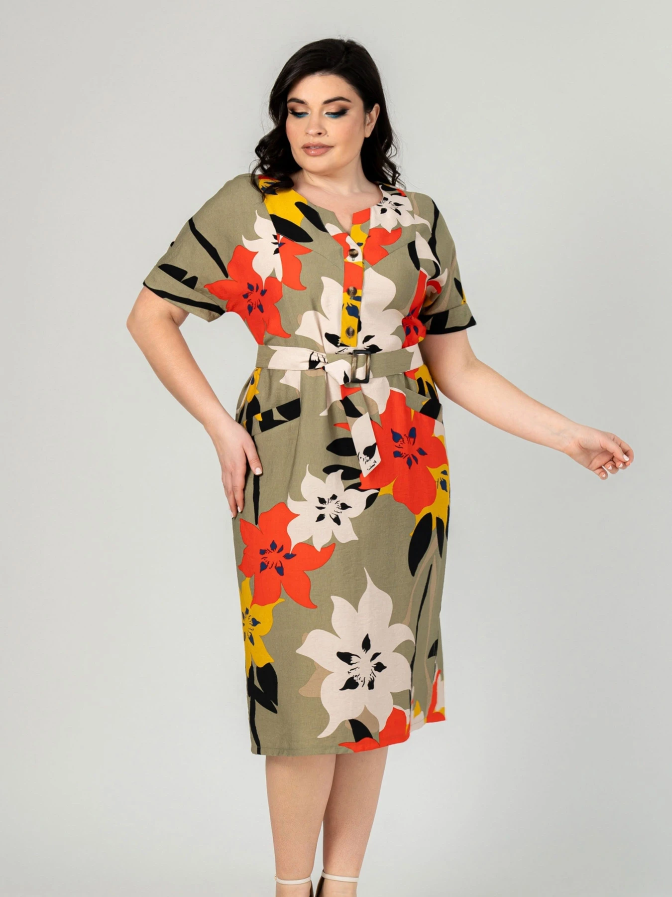Сукні All Posa модель ap101910p-olivka-pomaranchevij Фото