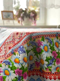 Скатертина бавовняна з ромашками Ecotton модель 23647 Фото