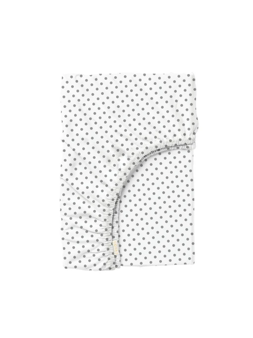 Простынь на резинке ранфорс GREY DOTS Cosas модель DotsGreyWhite_100x200x20 Фото