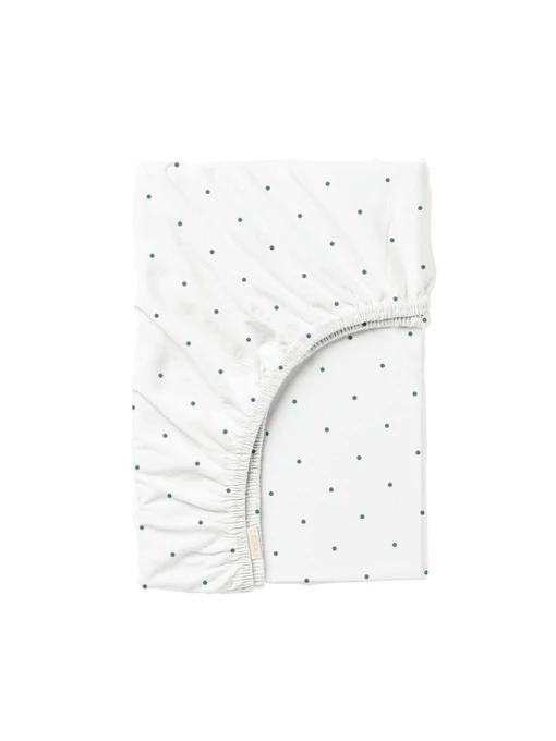 Простынь на резинке ранфорс MINI DOTS Cosas модель DropGreenWhite_120 Фото