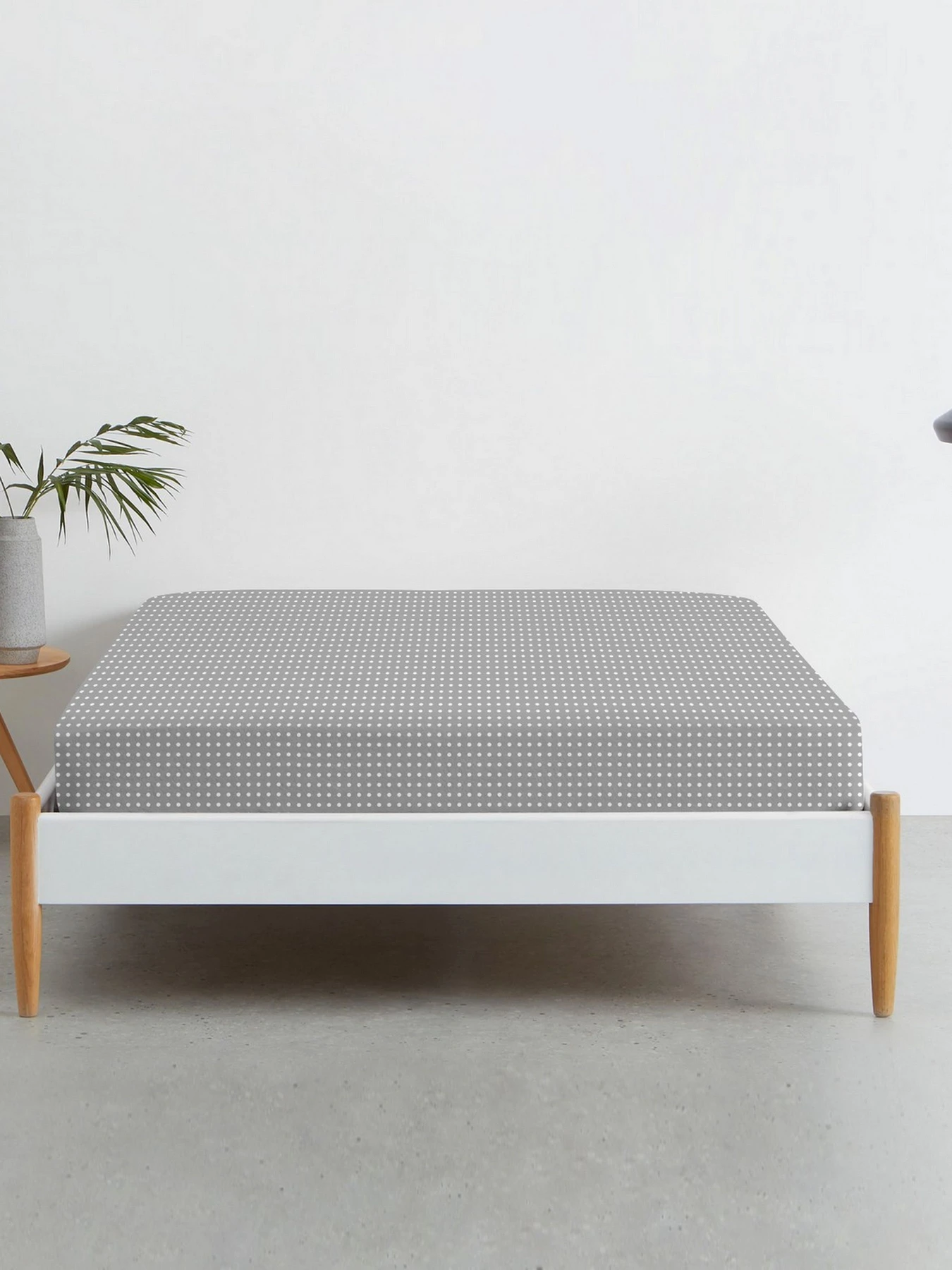 Простынь на резинке ранфорс GREY DOTS Cosas модель DropWhiteGrey_100x200x20 Фото