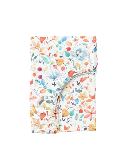 Простирадло на резинці ранфорс AQUARELLE FLOWERS Cosas модель FlowersAquaColorful_120 Фото