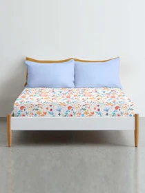 Простынь на резинке ранфорс AQUARELLE FLOWERS Cosas модель FlowersAquaColorful_120 Фото